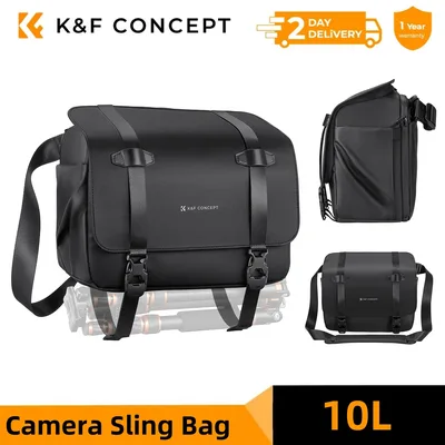 K&F CONCEPT 10L 카메라 슬링백 숄더 백팩 사진 촬영용 크로스바디 가방 (소니, 니콘, 캐논 DSLR용, 삼각대 홀더 포함)