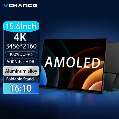VCHANCE 15.6 인치 4K 휴대용 모니터, 3456x2160p 100% DCI-P3 500 니트, PC 노트북 전화 XBox 스위치 맥북용 사무실 디스플레이