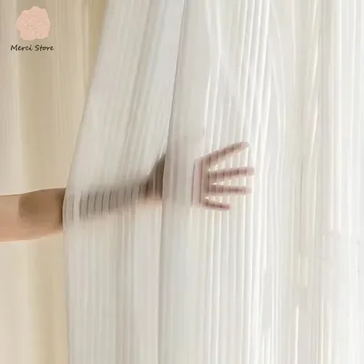 스트라이프 수직 프라이버시 튤 윈도우용 투명 시폰 화이트 블라인드 거실 침실용 시어 커튼 넷