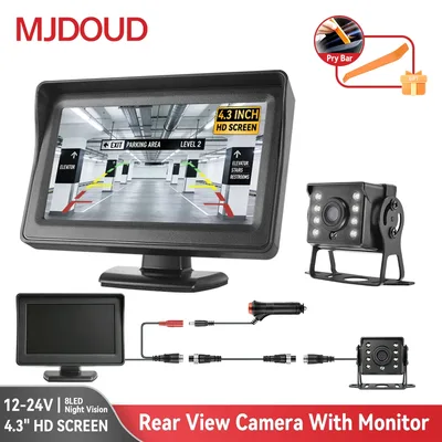 MJDOUD CCD 주차 차량 후방 카메라 4.3인치 모니터 화면 포함 트럭 보안 야간 투시경 간편 설치