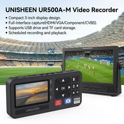 UNISHEEN HD 비디오 캡처 박스 1080P 비디오-디지털 변환기(3인치 화면, 4K HDMI/CVBS/VGA/YPBPR 입력 레코더 포함)