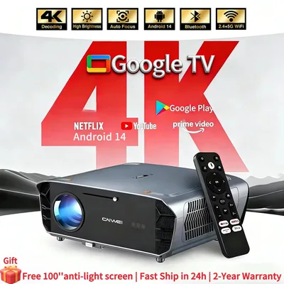 4K UHD 비디오 프로젝터 4000 ANSI 공식 넷플릭스 구글 TV 안드로이드 14 빔프로젝터 네이티브 1080P 와이파이 자동 초점 TOF 영화 홈시어터