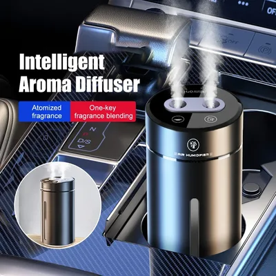 USB 듀얼 스프레이 자동차 공기 가습기, 알루미늄 합금 에센셜 오일 디퓨저 방향제, 자동차 홈 오피스용, 업그레이드 신제품, 380ml
