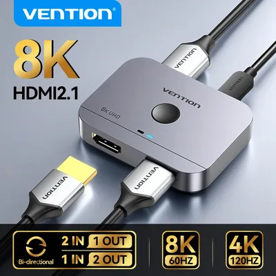 Vention HDMI 2.1 분배기 8K 60Hz 4K120Hz TV 용 양방향 2 in 1 out Xiaomi Xbox PS4 5 호환 모니터 스위처