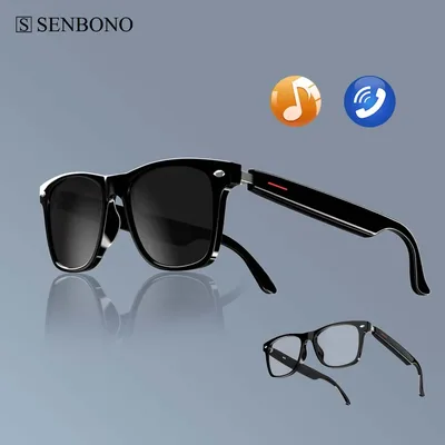 SENBONO E13 스마트 안경:블루라이트 필터링 편광 선글라스 렌즈 오디오 내장 마이크 및 스피커 터치 음성 지원