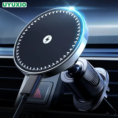 UYUXIO 강력한 마그네틱 무선 차량용 전화 충전기 어댑터, 에어 벤트 거치대, 아이폰 16 15 14 13 프로 맥스 플러스 12, 15W