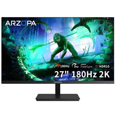 새로운 ARZOPA 27인치 모니터 180hz 게이밍 모니터 QHD 2K PC용 모니터, 2560*1400, 고속 IPS, Type-C, 삼성 DeX 모드, FreeSync 지원