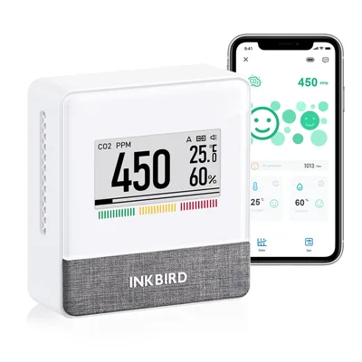 INKBIRD Bluetooth 휴대용 CO2 감지기 가정, 사무실, Motorhome, 카페를 위한 실내 스마트 전자 잉크 디스플레이 공기 품질 모니터