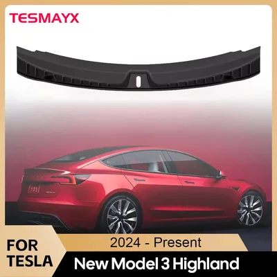 Tesla New Model 3 Highland 2024 2025 트렁크 임계 값 스트립 TPE 또는 금속 뒷면 씰 방지 스크래치 뚜껑