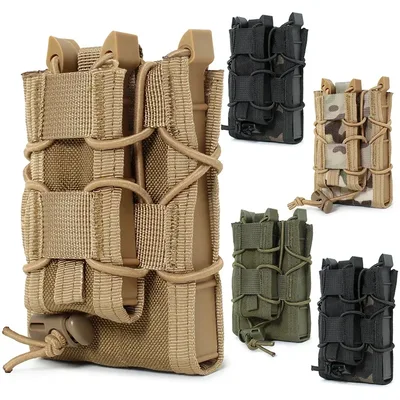 5.56 9mm Molle 매거진 파우치 AK AR M4 AR15 더블 데커 홀더 가방 라이플 권총 홀스터 사냥 조끼