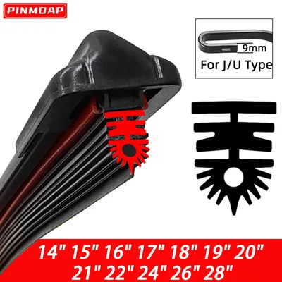 자동차 앞 유리 와이퍼 블레이드 11 레이어 고무 스트립 J/U 자형 14 "15" 16 "17" 18 "19" 20 "21" 22 "24" 26 "28"