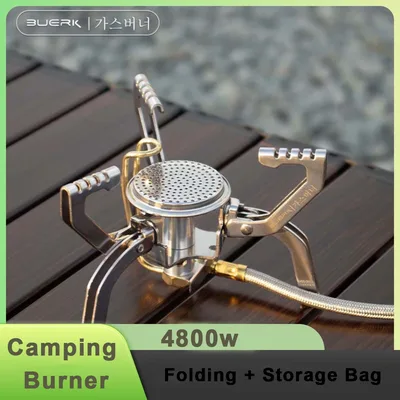 BUERK 4800W 캠핑 버너 강력한 가스 스토브 조리기구 휴대용 용광로 피크닉 바베큐 스토브 가스 버너 바베큐 캠핑 장비