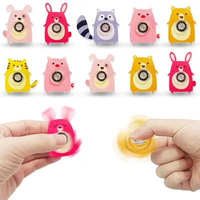 6PCS 손가락 끝 자이로 장난감 크리 에이 티브 아크릴 동물 고양이 개 폭스 Fidget 스피너 스트레스 릴리프 파티 호의 선물