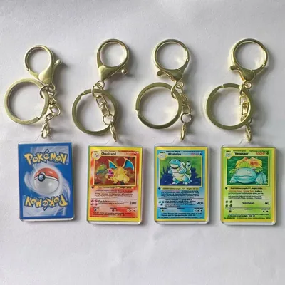 포켓몬 애니메이션 소형 카드 열쇠 고리 Charizard Blastoise Venusaur Mewtwo Diy 아크릴 액션 장난감 피규어 게임 컬렉션