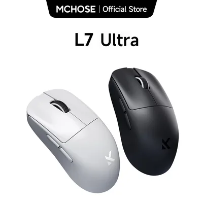 MCHOSE L7 무선 게이밍 마우스 울트라 PAW3395 26K 센서 듀얼 8K 폴링 39g 초경량 2.4GHz RF/BT/유선 트라이 모드