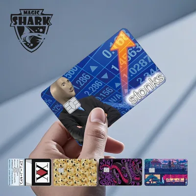 매직 상어 개 Meme 헌터 스네이크 Stonks 3M 무광택 PVC 전면 스티커 필름 커버 스킨 은행 직불 신용 카드
