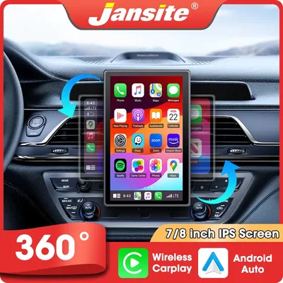 7인치 회전식 CarPlay 스크린, 가로 및 세로 표시 지원, 휴대용 차량용 멀티미디어 플레이어, Android Auto, GPS 내비게이션, FM, AUX 호환​