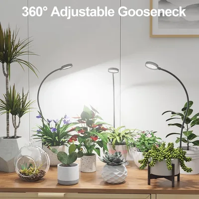 USB LED 식물등 6000K 풀 스펙트럼 화분용 조명 5V 구즈넥 클립형 식물 램프 디밍 가능 자동 ON/OFF 4/8/12/18시간