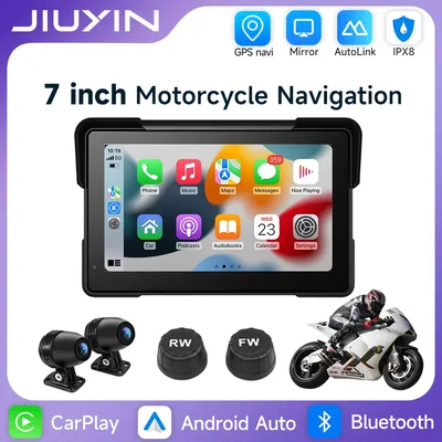 7 인치 오토바이 멀티미디어 플레이어 IP67 방수 GPS 네비게이션 레코더 무선 CarPlay 안드로이드 자동 터치 스크린 블루투스