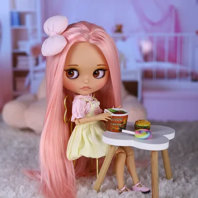 ICY DBS Blyth 인형 BJD 조인트 바디 브라운 스킨 매트 페이스 귀여운 활 세트 1/6 30cm 소녀 선물 애니메이션 SD