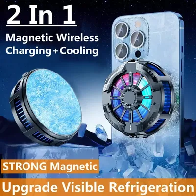 마그네틱 무선 충전기 전화 백 클립 쿨러 팬 라디에이터 RGB 라이트 Magsafe iPhone 16 15 14 13 12 Pro Max 고속 충전
