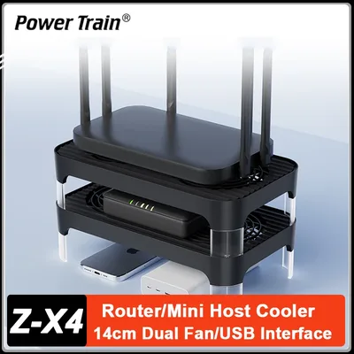 파워 트레인 Z-X4 USB 전원 라우터 팬 14CM 듀얼 팬 라우터 쿨러 베이스 광학 고양이 셋톱 호스트 브래킷