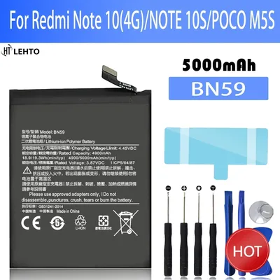 2025 년 Xiaomi Redmi Note 10 4G / 10S POCO M5S 전화 배터리 Bateria + 도구 용 새 100% 오리지널 BN59