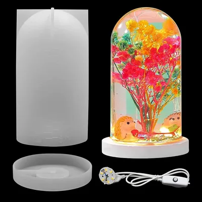DIY 크리스탈 에폭시 수지 금형 Led 야간 조명 장식 구형 램프 홀더 원통형 실리콘 금형