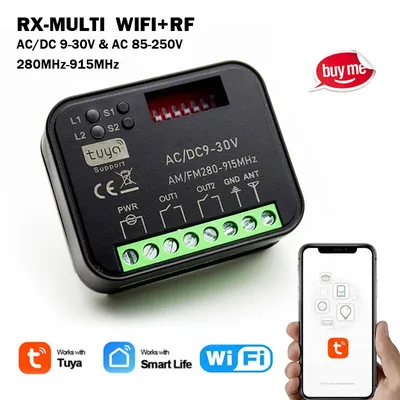 새로운 RX-MULTI 300 a 868MHz Tuya WIFI 수신기 433MHz 게이트 스위치 컨트롤러 AC DC 9-30V 85-250V 차고 도어 스마트 모듈