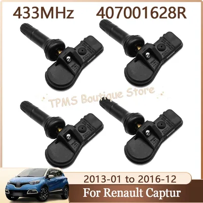 433MHz 407001628R TPMS 르노 캡쳐 클리오 IV 캉구 II 로디 로건 스마트 포투 자동차 타이어 공기압 모니터링 시스템 센서