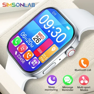 새로운 Smartwatch 1.83 "HD 화면 수면 및 건강 모니터링 블루투스 통화 멀티 스포츠 모드 여성 남성을위한 패션 스마트 시계 선물