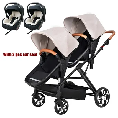 3in1 쌍둥이 유아용 유모차 (카시트 포함, 2인용 유아용 유모차, 접이식, 하이랜드스케이프, 충격 흡수 기능)