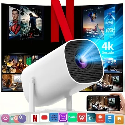 새로운 휴대용 프로젝터, WiFi 6 및 무선 5.0 지원, 네이티브 720P, 4K 스마트 조절 가능한 화면, 180도 ° 회전, B