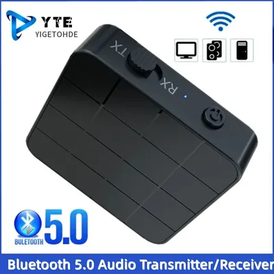 KN321 Bluetooth 5.0 2-in-1 송신기 수신기 차량용 TV PC 스피커 헤드폰 용 RCA AUX 3.5mm 잭이있는 무선 오디오 어댑터