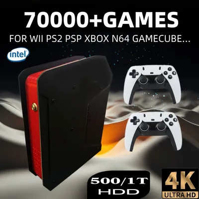 PS2/PSP/WII/N64/DC/SS 용 1T 듀얼 시스템 및 I3-3110M CPU가 장착 된 X4 레트로 비디오 게임 콘솔 남성용 선물 용 어린이 게임 선물