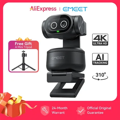 4K 웹캠 PTZ 웹 카메라 EMEET PIXY 듀얼 AI 추적 비디오 카메라(소니 센서 제스처 제어 자동 초점 기능 포함)