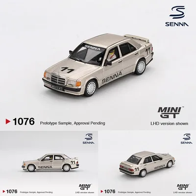 MINIGT 1076 재고 있음 1:64 메르세데스 벤츠 190 E 2.3 16 # 11 아이르톤 세나 1984 뉘르부르크링 다이캐스트 자동차 모형 컬렉션 장난감