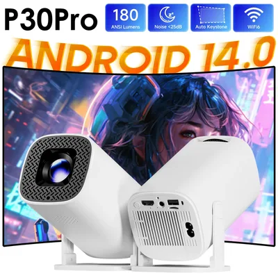 P30PRO 안드로이드 14 스마트 미니 프로젝터 WiFi6 BT 5.0 4K 1280 * 720P 지원 스크린 미러링 홈 시어터