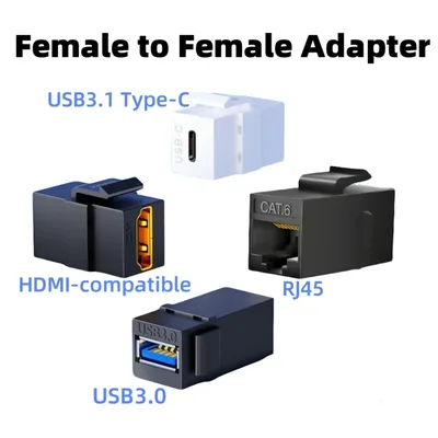 암-암 키스톤 잭 어댑터 USB 3.0, USB3.1 타입 C, RJ45, 4K HDMI 호환 스냅인 커넥터 (벽면 플레이트 패널용) ​