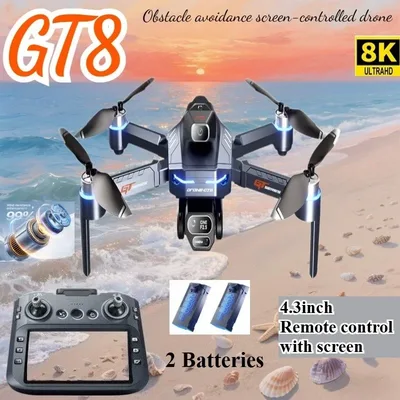 드론 4K HD GT8 카메라 장애물 회피 항공 사진 스크린이 있는 브러시리스 드론 Foldable RC Drone Quadcopter RTF