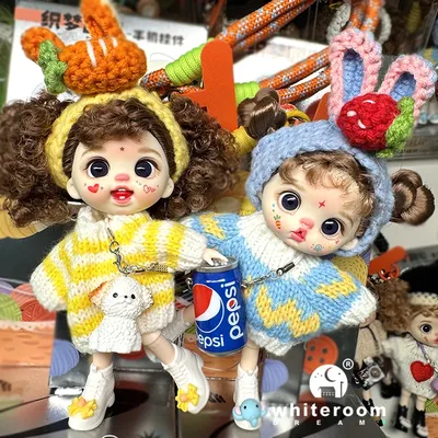 BJD 인형 소녀용 13cm 랍부 포켓 미니 블라이스 소녀 바비 크라이 베이비 볼 조인트 휴대폰 장식