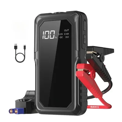 PAIVIROKU 2000A 자동차용 피크 점프 박스(12V 8L 가솔린/6.5L 디젤 엔진) 고속 무선 충전 스타터 배터리 팩 탑재