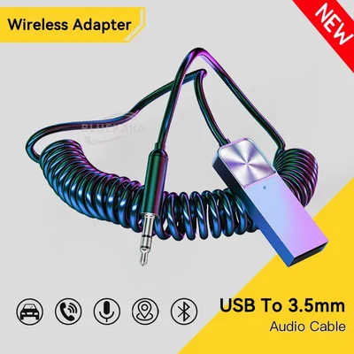 무선 블루투스 5.4 오디오 리시버 동글 USB - 3.5mm AUX 잭 차량용 핸즈프리 키트 (차량용 BT 송신, 마이크 포함)