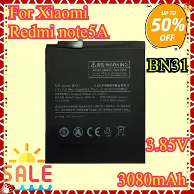 샤오미 미 레드미 노트 5A, Y1 Lite S2 Y2 휴대폰용 새 고품질 BN31 교체 배터리 3080mAh