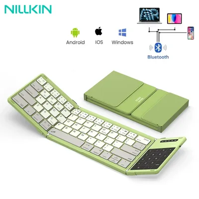 NILLKIN 미니 접이식 무선 블루투스 키보드 Windows iOS Android 용 터치 패드가있는 충전식 접이식 휴대용 키보드