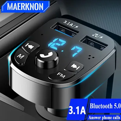 차량용 MP3 플레이어 듀얼 USB 고속 충전기 FM 라디오 블루투스 호환 5.0 송신기 U디스크 플래시 드라이브 플러그 카 키트