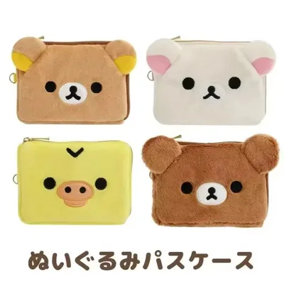 2025 새로운 Kawaii Rilakkuma 주변기기 투명 지갑 애니메이션 테마 카드 케이스 및 키 스토리지 주최자 소녀 생일 선물