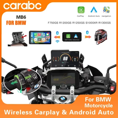 CARABC 6인치 MB6 오토바이 네비게이션 무선 CarPlay 안드로이드 오토 GPS BMW F750GS XR M1000 R1200GS R1250GS R1300GS S1000XR용