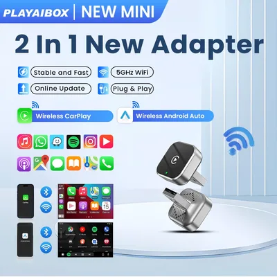 PLAYAIBOX 무선 2IN1 CarPlay 안드로이드 자동 슈퍼미니 박스 어댑터 플러그 앤 플레이 동글 블루투스 WiFi 고속 연결