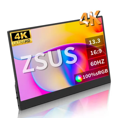 ZSUS 3840*2160 13인치 4K 휴대용 모니터 60HZ 노트북 XBox PS4 / 5 스위치 TV 박스 휴대폰 PC 확장